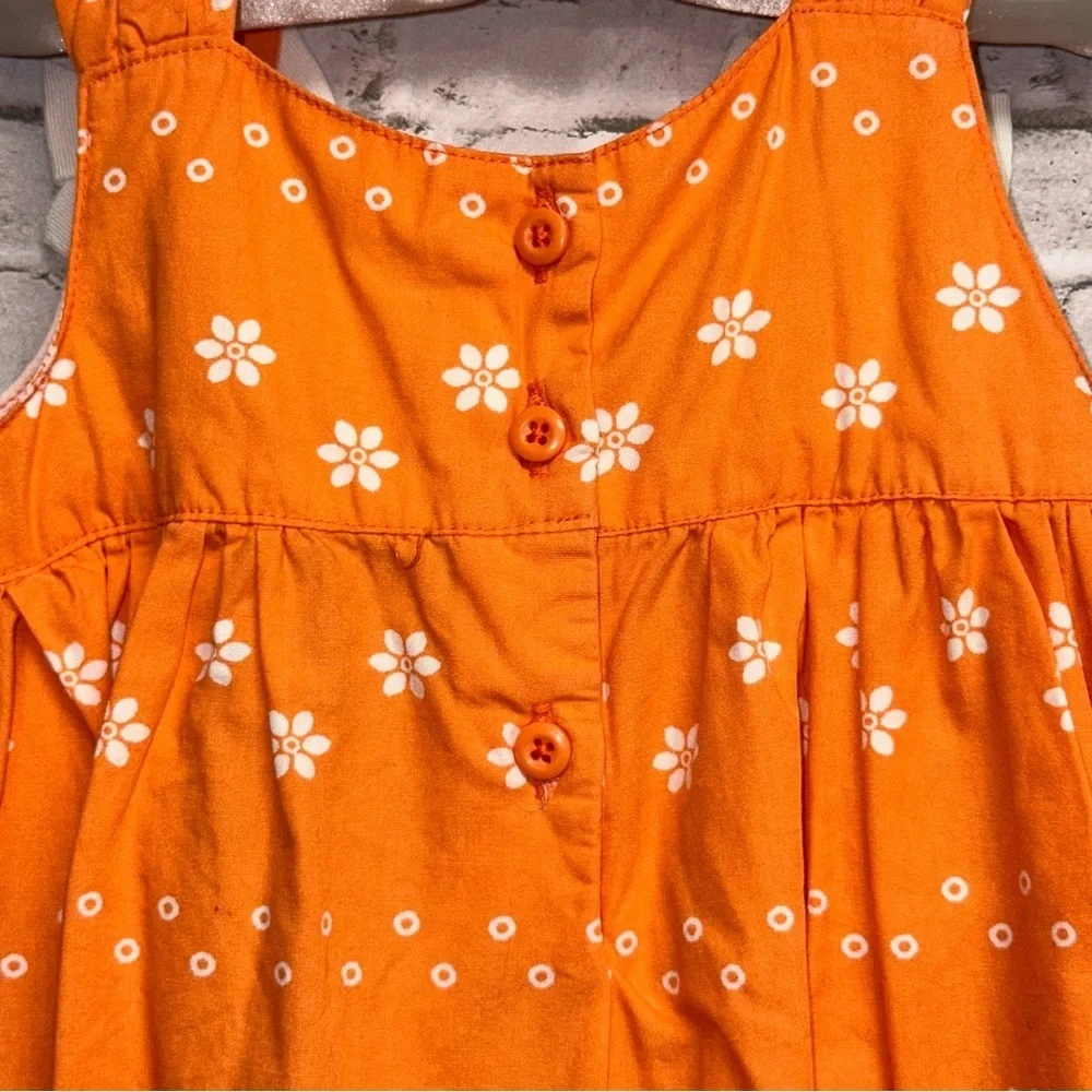 Gymboree Toddler Size 2T Orange Floral Dress Cotton Sleeveless Bows